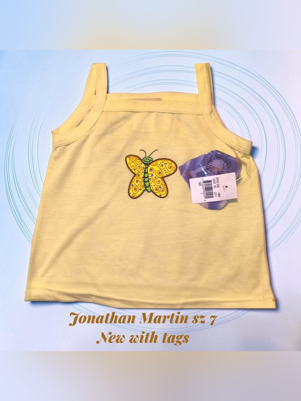jonathan martin Yellow Tank Top with Butterfly Applique